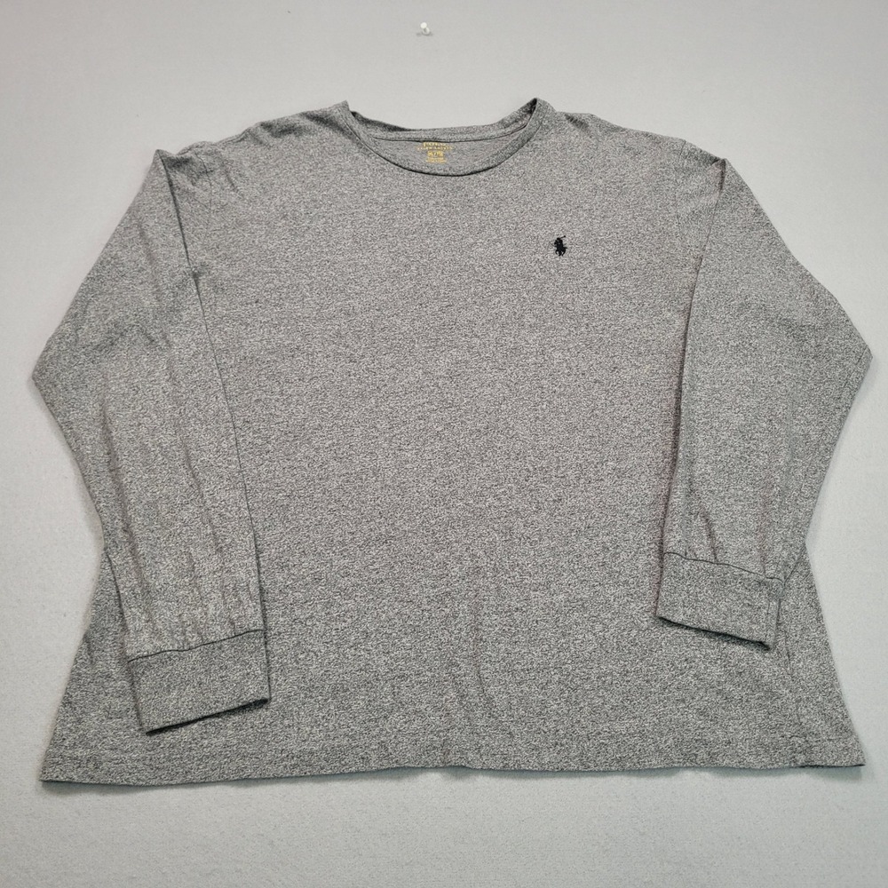 Polo Ralph Lauren Mens XL Gray Heather Long Sleeve Crew Neck T-Shirt Logo Cotton